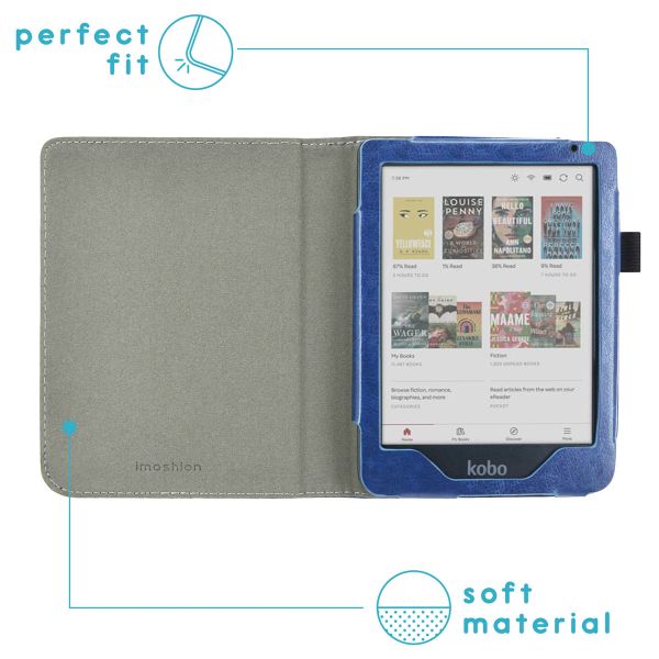 imoshion Vegan Leather Bookcase Kobo Clara Colour / BW - Donkerblauw