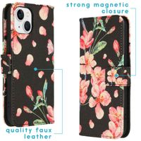 imoshion Design Softcase Bookcase iPhone 14 - Blossom Watercolor Black