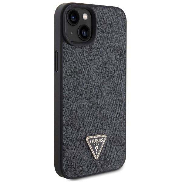 Guess 4G Logo Triangle Strass Backcover iPhone 15 - Zwart