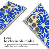 imoshion Design hoesje met koord Samsung Galaxy S24 Ultra - Cobalt Blue Flowers Connect