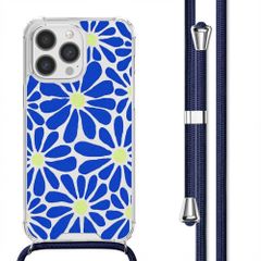 imoshion Design hoesje met koord Apple iPhone 13 Pro Max - Cobalt Blue Flowers Connect