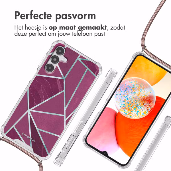 imoshion Design hoesje met koord Samsung Galaxy A14 (5G/4G) - Bordeaux Graphic