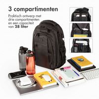 imoshion Laptop rugzak met USB-poort - Geschikt voor laptops tot 15.6 inch - Laptop rugzak heren - Zwart