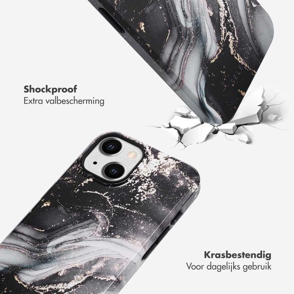 Selencia Vivid Tough Backcover iPhone 14 - Chic Marble Black