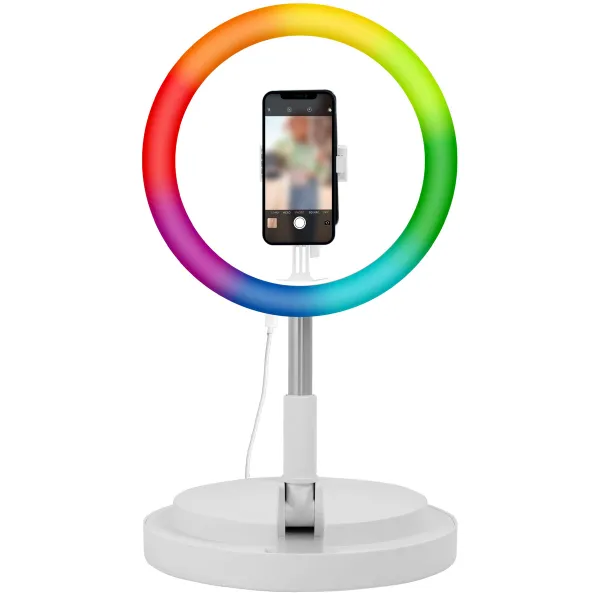 imoshion RGB Ring LED Light - RGB versie - Ringlamp telefoon - Ringlight met statief - Verstelbaar - Wit