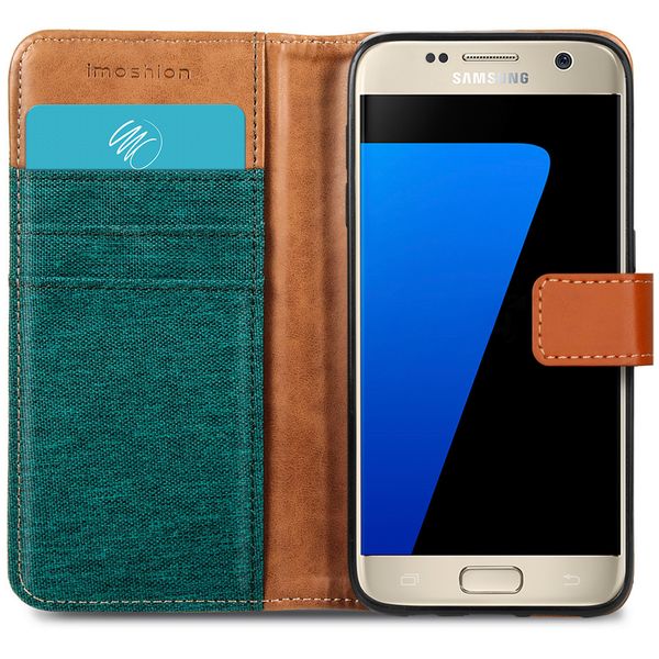 imoshion Luxe Canvas Bookcase Samsung Galaxy S7 - Groen