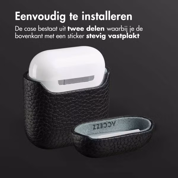 Accezz Echt Leren Case AirPods 1 / 2 - Zwart