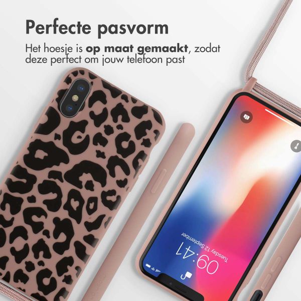 imoshion Siliconen design hoesje met koord iPhone X / Xs - Animal Pink