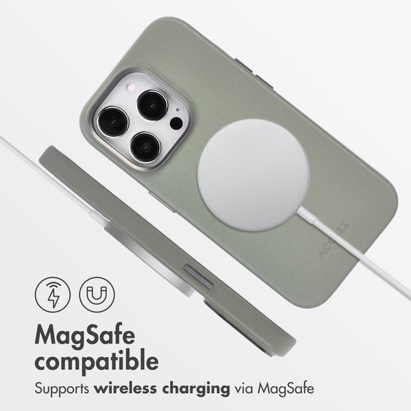 Accezz Leather Back Cover with MagSafe Apple iPhone 14 Pro - Light Grey