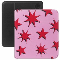 Selencia Vivid Bookcase Kobo Libra Colour - Stars Rubine Red Light Pink