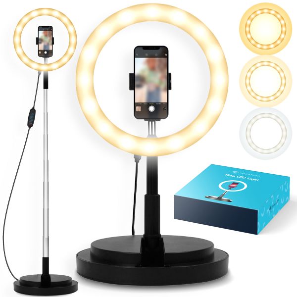 imoshion Ring LED Light - Ringlamp telefoon - Ringlight met statief - Verstelbaar - Zwart