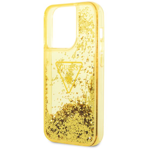 Guess Liquid Glitter Backcover Apple iPhone 14 Pro - Geel