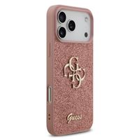 Guess 4G Metal Logo Glitter Backcover Apple iPhone 17 Pro - Roze