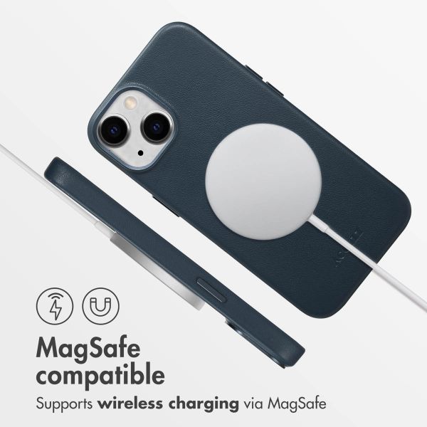 Accezz Leather Back Cover with MagSafe Apple iPhone 14 - Nightfall Blue