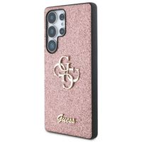 Guess 4G Metal Logo Glitter Backcover Samsung Galaxy S25 Ultra - Roze
