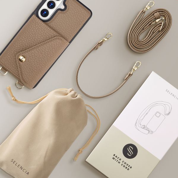 Selencia Sera Phone Case with Cord and Envelope Card Holder Samsung Galaxy S26 - Taupe
