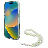 Guess MagSafe IML Flowers Case met beads strap Apple iPhone 16 Pro - Green