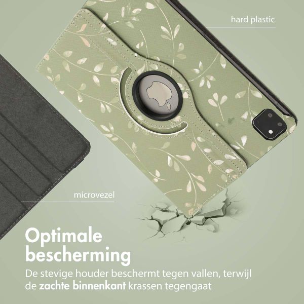 imoshion 360° Draaibare Design Bookcase Apple iPad Pro 11 (2024) M4 - Green Flowers