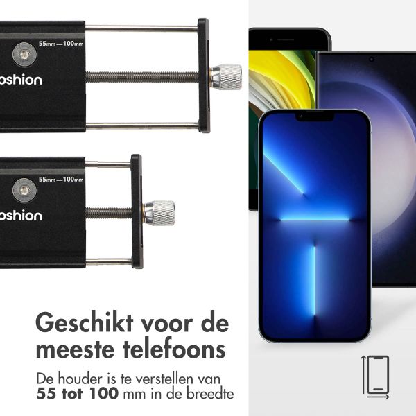 imoshion Mini Aluminium telefoonhouder fiets - Lichtgewicht - Verstelbaar - Zwart