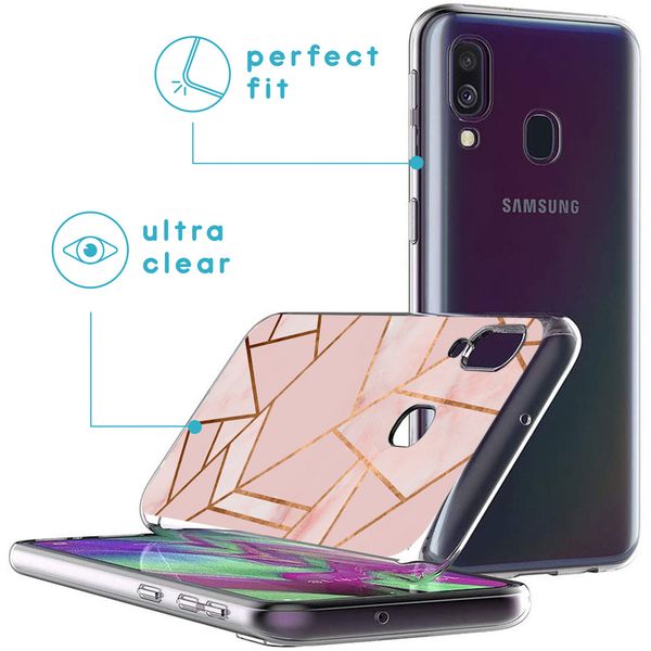 imoshion Design hoesje Samsung Galaxy A40 - Grafisch Koper / Roze