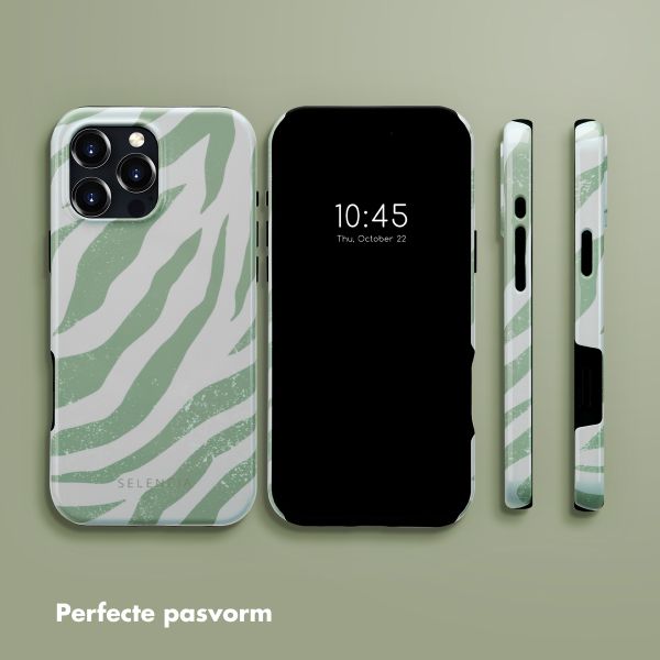 Selencia Vivid Tough Backcover met MagSafe iPhone 16 Pro Max - Colorful Zebra Sage Green