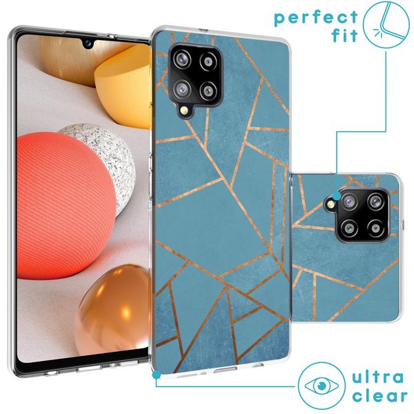 imoshion Design hoesje Samsung Galaxy A42 - Grafisch Koper / Blauw