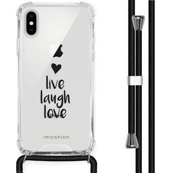 imoshion Design hoesje met koord iPhone X / Xs - Live Laugh Love - Zwart