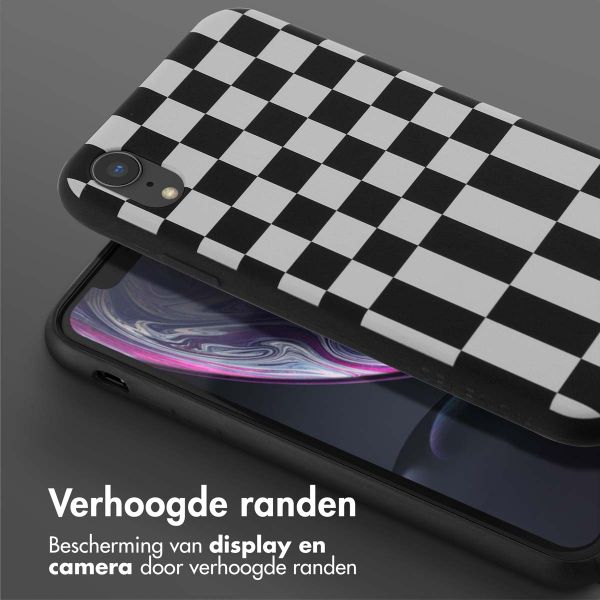 Selencia Siliconen design hoesje met afneembaar koord Apple iPhone Xr - Irregular Check Black