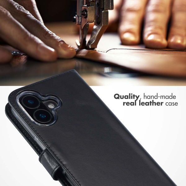 Selencia Genuine Leather Book Case Apple iPhone 16 Plus - Black