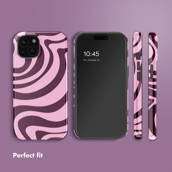 Selencia Vivid Back Cover Apple iPhone 15 - Wavy Swirl Pink Plum