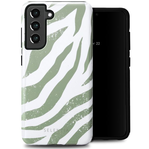 Selencia Vivid Tough Backcover Samsung Galaxy S21 FE - Colorful Zebra Sage Green