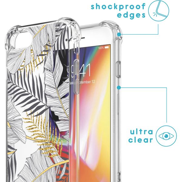 imoshion Design hoesje met koord iPhone SE (2022 / 2020) / 8 / 7 - Bladeren - Zwart / Goud