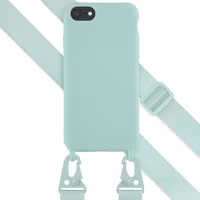 Selencia Siliconen hoesje met afneembaar koord Apple iPhone SE (2022 / 2020) / 8 / 7 - Turquoise
