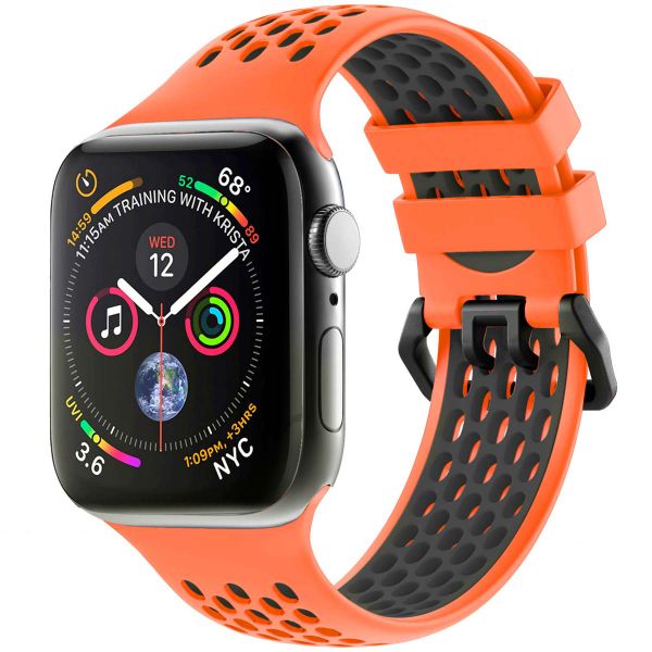 imoshion Siliconen sport bandje gesp Apple Watch Series 1 t/m 9 / SE (38/40/41 mm) | Series 10 (42 mm) - Oranje / Zwart