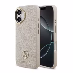 Guess Classic Strass Logo Leather Backcover met MagSafe Apple iPhone 17 - Roze