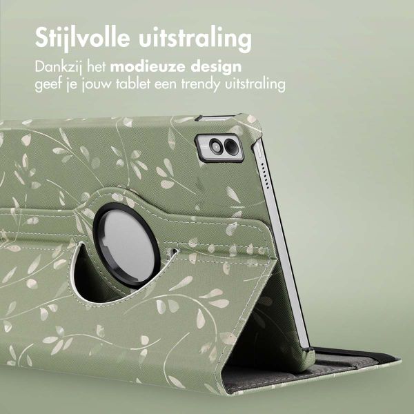 imoshion 360° Draaibare Design Bookcase Lenovo Tab M10 5G - Green Flowers