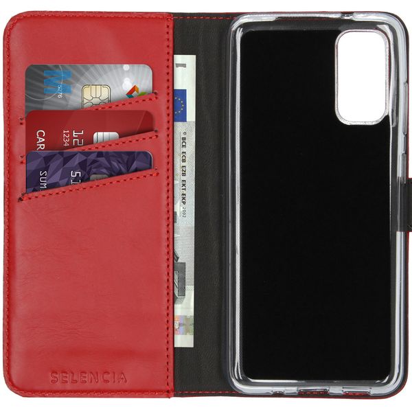 Selencia Echt Lederen Bookcase Samsung Galaxy S20 - Rood