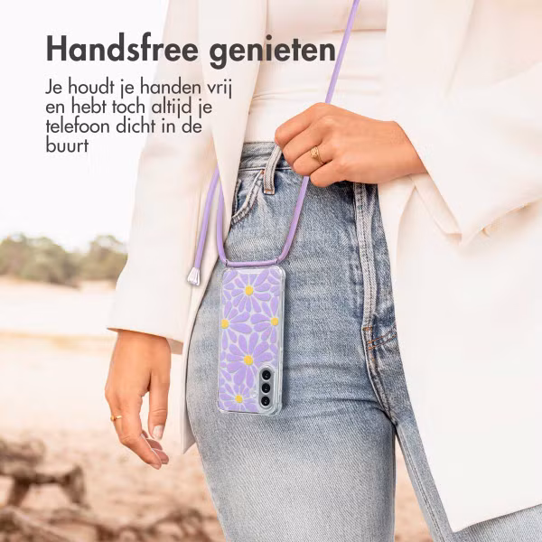 imoshion Design hoesje met koord Samsung Galaxy A56 - Tropical Violet Flowers Connect