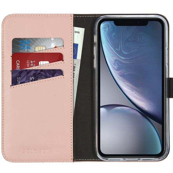 Selencia Echt Lederen Bookcase iPhone Xr - Roze