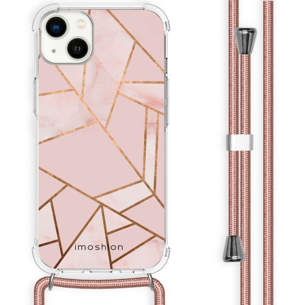 imoshion Design hoesje met koord iPhone 14 Plus - Grafisch Koper - Roze / Goud