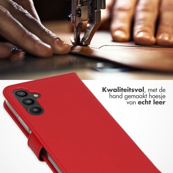 Selencia Echt Lederen Bookcase Samsung Galaxy A34 (5G) - Rood