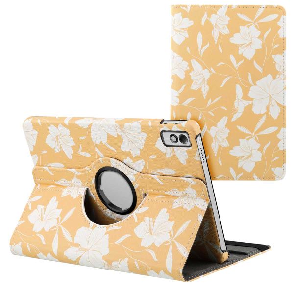 imoshion 360° Draaibare Design Bookcase Lenovo Tab M10 5G - Yellow Flowers