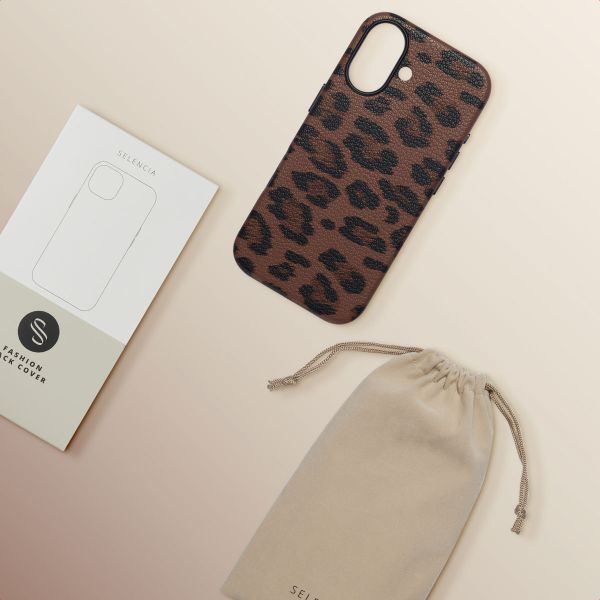Selencia Sabi Back Cover Panther Print with MagSafe Apple iPhone 17 - Mocha Brown