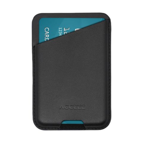 Accezz Leather Card Holder - Compatible with MagSafe and Qi2 - Onyx Black