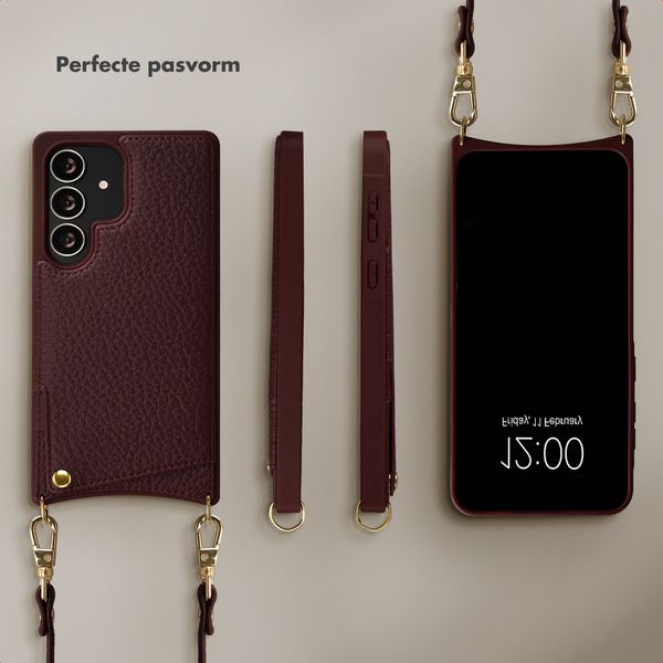 Selencia Nova Telefoonhoes met Koord en Pashouder Samsung Galaxy S25 Ultra - Bold Burgundy