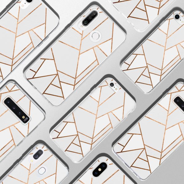 Design Backcover iPhone X / Xs - Grafisch Wit / Koper