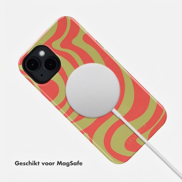 Selencia Vivid Backcover met MagSafe Apple iPhone 14 - Wavy Swirl Orange Fern