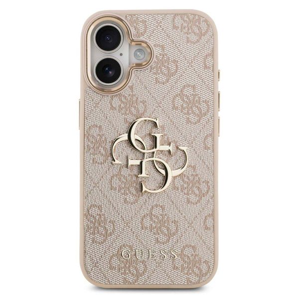 Guess 4G Metal Logo Backcover Apple iPhone 17 - Gold Edge - Pink
