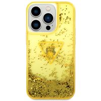 Guess Liquid Glitter Backcover iPhone 14 Pro - Geel