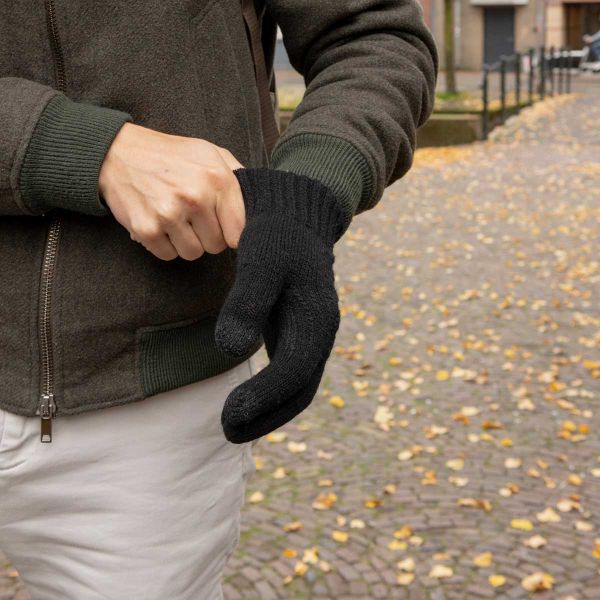 Selencia Wol Look Touchscreen Handschoenen - Vrouwen - Maat M - Zwart